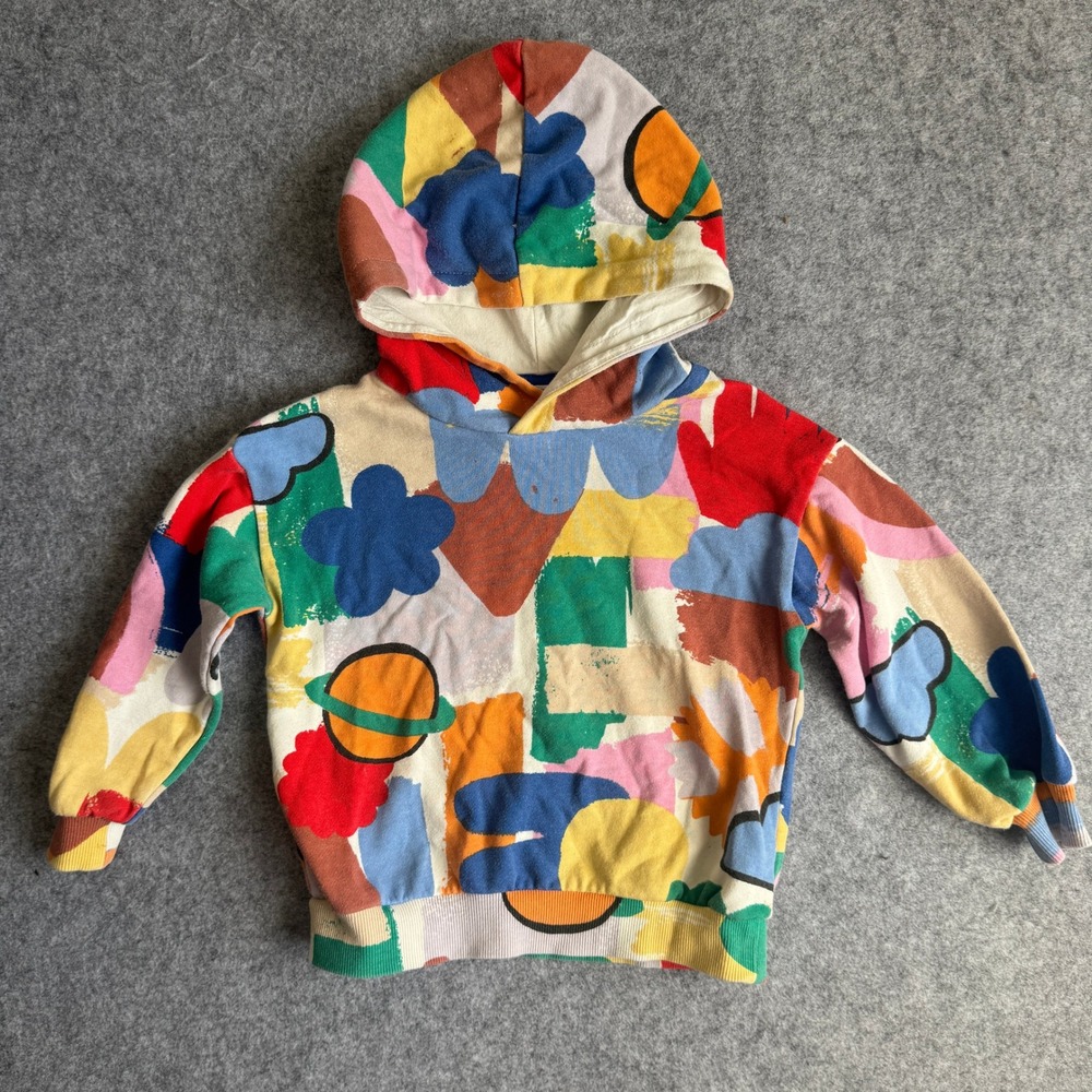 HM Kids Toddler Pullover Hoodie Size 3 4T Colorful Abstract Planet Cloud Print